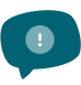 Blue speech bubble with exclamation mark symbolizing disclaimer on safe2choose info, local regulations, and counseling support
